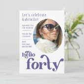 Foto Verjaardag Uitnodiging voor haar 40 | (Staand voorkant)