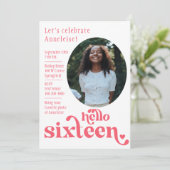 Foto Verjaardag Uitnodiging voor haar | Zestien (Staand voorkant)