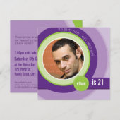 FOTO VERJAARDAG UITNODIGT :: circulaire 2SQ Kaart (Voorkant / Achterkant)