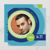 FOTO VERJAARDAG UITNODIGT :: circulaire 4SQ Kaart (Voorkant / Achterkant)