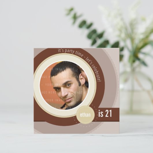 FOTO VERJAARDAG UITNODIGT :: circulaire 8SQ Kaart (Staand voorkant)