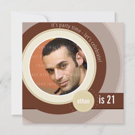 FOTO VERJAARDAG UITNODIGT :: circulaire 8SQ Kaart (Voorkant)