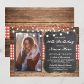Foto Verjaardagsfeest 30e Rustieke Hout Rood Krijt Kaart (Voorkant / Achterkant)