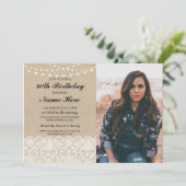 Foto Verjaardagsfeest 40e 50e rustieke Burlap Kant Kaart (Staand voorkant)