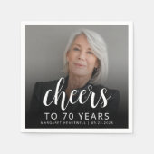 Foto verjaardagsfeest 70 jaar wit script proost servet (Voorkant)