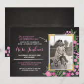 Foto Verjaardagsfeest Roze Bloemen Elke Leeftijd U Kaart (Voorkant / Achterkant)