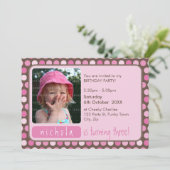 FOTO VERJAARDAGSFEEST UITNODIGT :: spotty 4L Kaart (Staand voorkant)