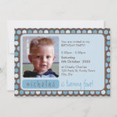 FOTO VERJAARDAGSFEEST UITNODIGT :: spotty 5L Kaart (Voorkant)