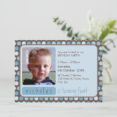 FOTO VERJAARDAGSFEEST UITNODIGT :: spotty 5L Kaart (Staand voorkant)