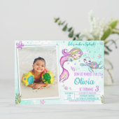 Foto: verjaardagsfeestdag voor zeemeerminnen en sc kaart (Staand voorkant)