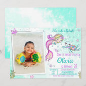 Foto: verjaardagsfeestdag voor zeemeerminnen en sc kaart (Voorkant / Achterkant)