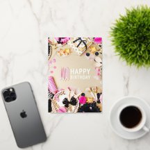 Foto verjaardagsfeestje gouden zwart & roze folie 