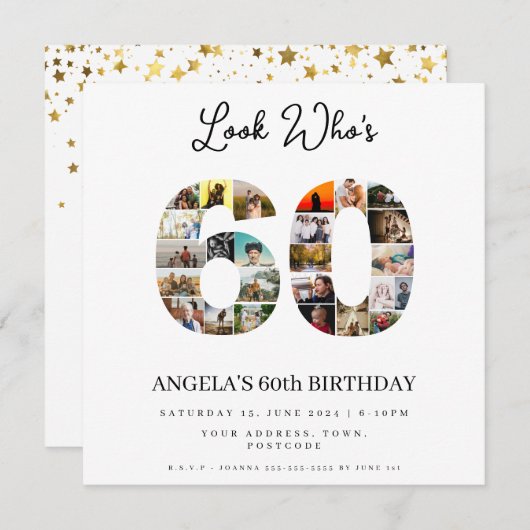 foto verjaardagsfeestje maandag 60 jaar geworden kaart (Voorkant / Achterkant)
