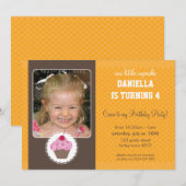 FOTO VERJAARDAGSFEESTJE UITNODIGT :: cupcake 4L Kaart (Voorkant / Achterkant)