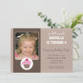 FOTO VERJAARDAGSFEESTJE UITNODIGT :: cupcake 7L Kaart (Staand voorkant)