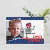 FOTO VERJAARDAGSFEESTJE UITNODIGT :: robot dansen  Kaart (Staand voorkant)