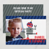 FOTO VERJAARDAGSFEESTJE UITNODIGT :: robot dansen  Kaart (Voorkant / Achterkant)