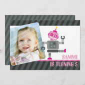 FOTO VERJAARDAGSFEESTJE UITNODIGT :: robot dansen  Kaart (Voorkant / Achterkant)