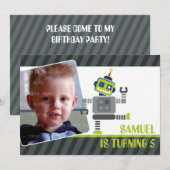 FOTO VERJAARDAGSFEESTJE UITNODIGT :: robot dansen  Kaart (Voorkant / Achterkant)