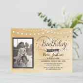  Foto Verjaardagslichten Rustieke Uitnodiging (Staand voorkant)
