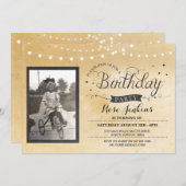  Foto Verjaardagslichten Rustieke Uitnodiging (Voorkant / Achterkant)