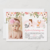 Foto Verjaardagsuitnodiging Bosdieren 1e Verjaarda Kaart (Voorkant)