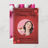 Foto verjaardagsuitnodiging kaart (Voorkant / Achterkant)