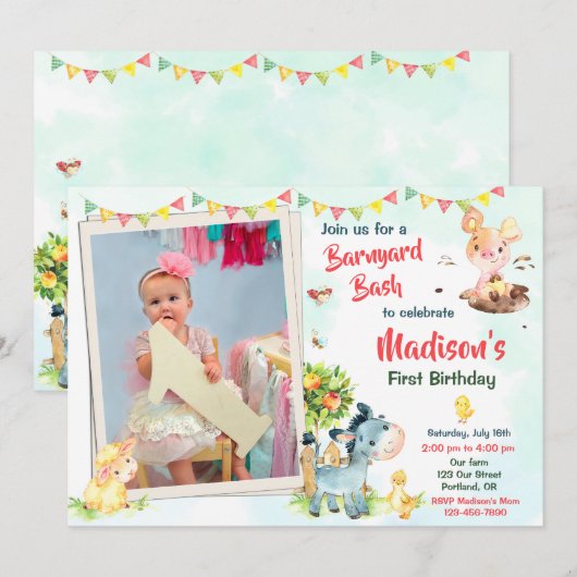 Foto verjaardagsuitnodiging Kwekerdieren nodigen u Kaart (Voorkant / Achterkant)