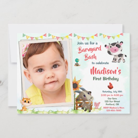 Foto verjaardagsuitnodiging Kwekerdieren nodigen u Kaart (Voorkant)