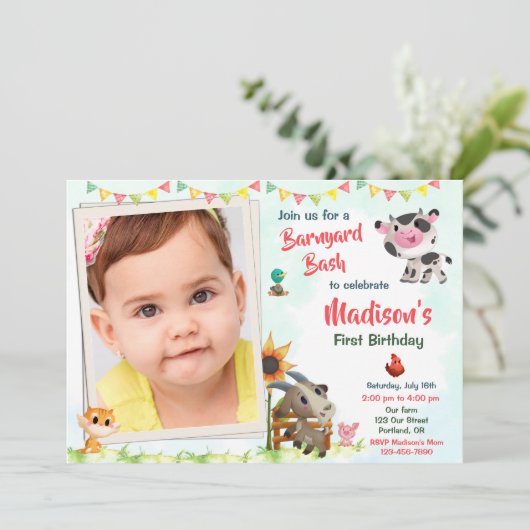 Foto verjaardagsuitnodiging Kwekerdieren nodigen u Kaart (Staand voorkant)