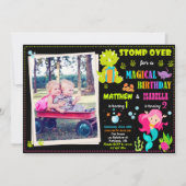 Foto verjaardagsuitnodiging voor Mermaid en Dinosa Kaart (Voorkant)