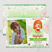 Foto: verjaardagsuitnodiging voor Watermelon Kaart (Voorkant / Achterkant)