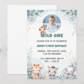 Foto Verjaardagsuitnodiging, Wild One Birthday Kaa Kaart (Voorkant / Achterkant)