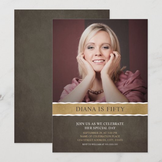 Foto Verjaardagsuitnodigingen 50ste Partij Afbeeld Kaart (Voorkant / Achterkant)