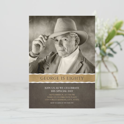 Foto Verjaardagsuitnodigingen 80ste Partij Afbeeld Kaart (Staand voorkant)
