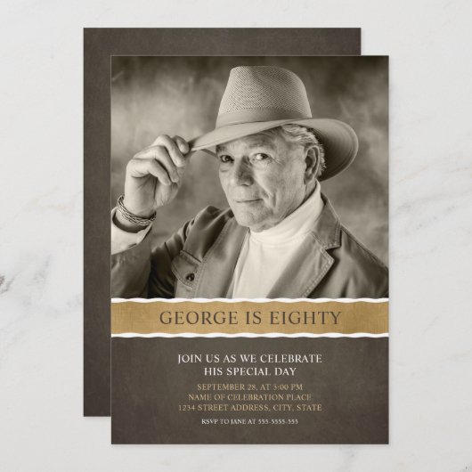 Foto Verjaardagsuitnodigingen 80ste Partij Afbeeld Kaart (Voorkant / Achterkant)