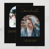 Foto Verklaring Afstuderen Zwart Goud Aankondiging (Voorkant / Achterkant)