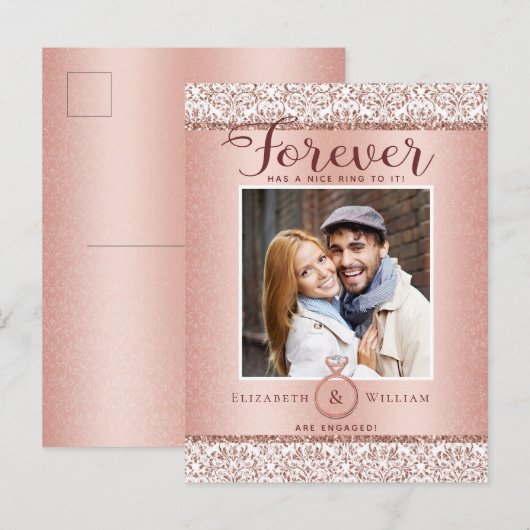 Foto Verloving Aankondiging Roos Gold Briefkaart (Voorkant / Achterkant)