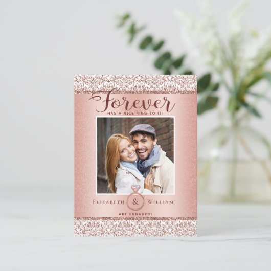 Foto Verloving Aankondiging Roos Gold Briefkaart (Staand voorkant)