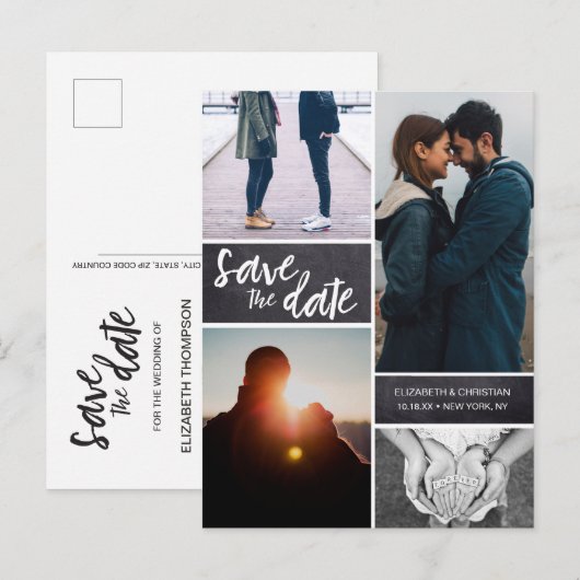 Foto verloving afbeeldingen Chalkboard Aankondigingskaart (Voorkant / Achterkant)