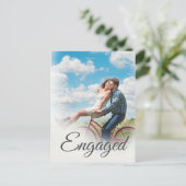 Foto Verloving Elegant Simple Moderne Script Briefkaart (Staand voorkant)