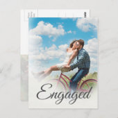 Foto Verloving Elegant Simple Moderne Script Briefkaart (Voorkant / Achterkant)