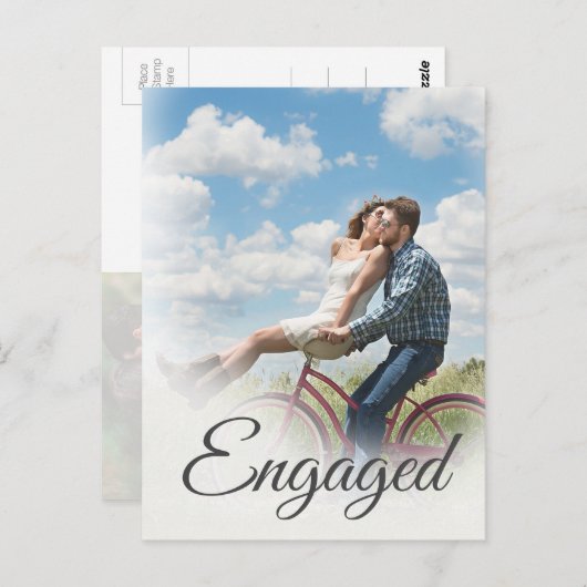 Foto Verloving Elegant Simple Moderne Script Briefkaart (Voorkant / Achterkant)
