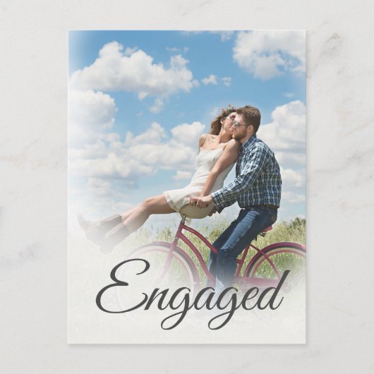 Foto Verloving Elegant Simple Moderne Script Briefkaart (Voorkant)