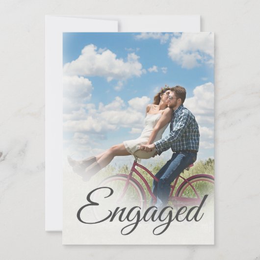 Foto Verloving Elegant Simple Moderne Script Kaart (Voorkant)