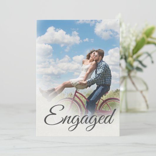 Foto Verloving Elegant Simple Moderne Script Kaart (Staand voorkant)