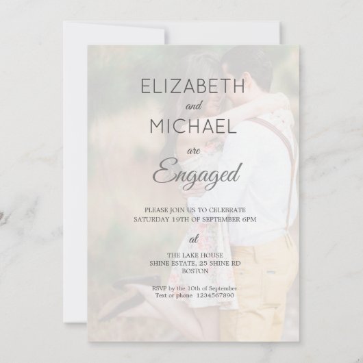 Foto Verloving Elegant Simple Moderne Script Kaart (Achterkant)