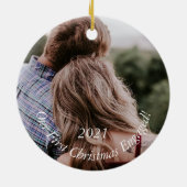 Foto Verloving Holiday Keepomwille Kerstmis Cerami Keramisch Ornament (Achterkant)