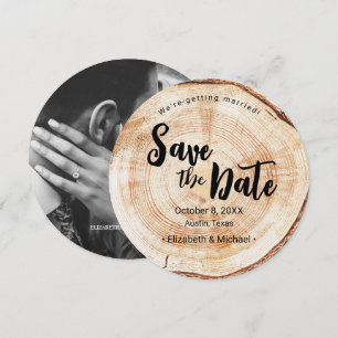 Foto verloving Hout Grain Rustic Wedding Kaart