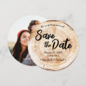 Foto verloving Hout Grain Rustic Wedding Kaart (Voorkant / Achterkant)